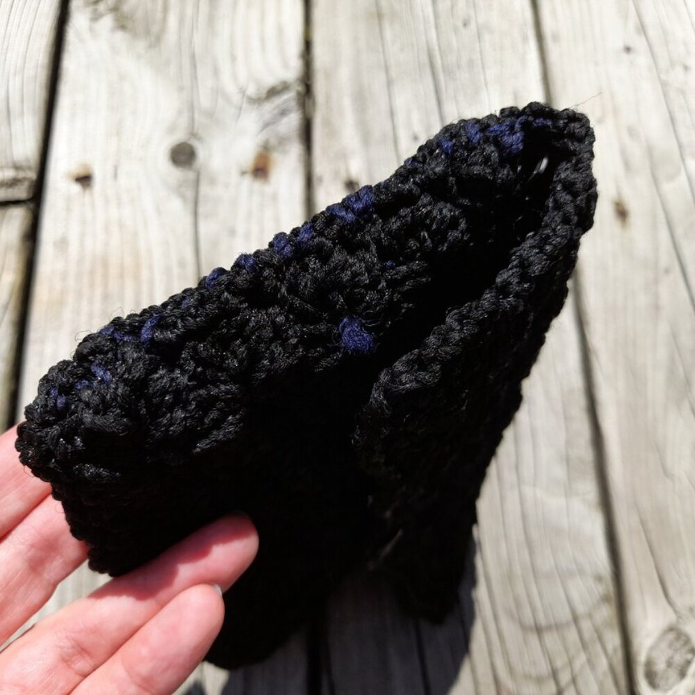 Vintage 60s Black Crocheted Clutch Purse Handmade Pouch Acrylic Phentex - Picture 12 of 15